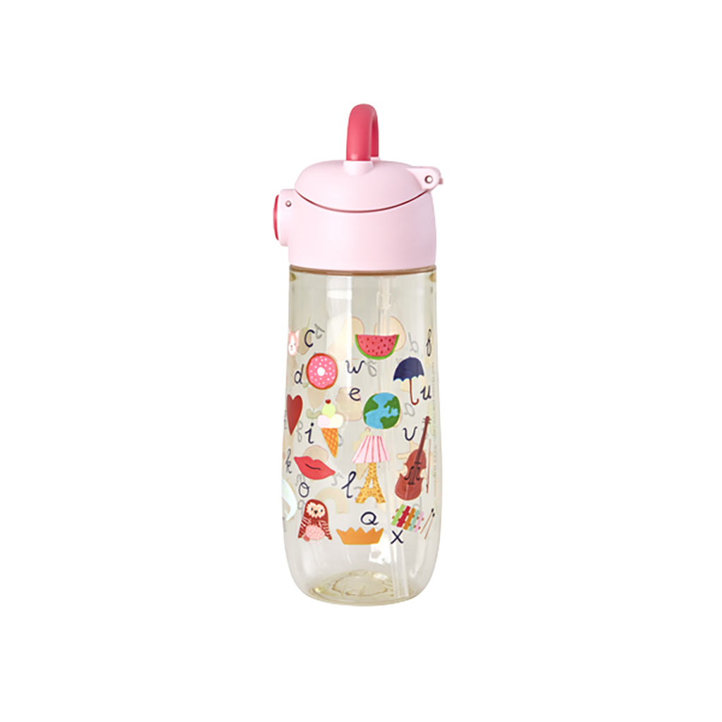 Rice Plastik drikkedunk, Pink ABC print