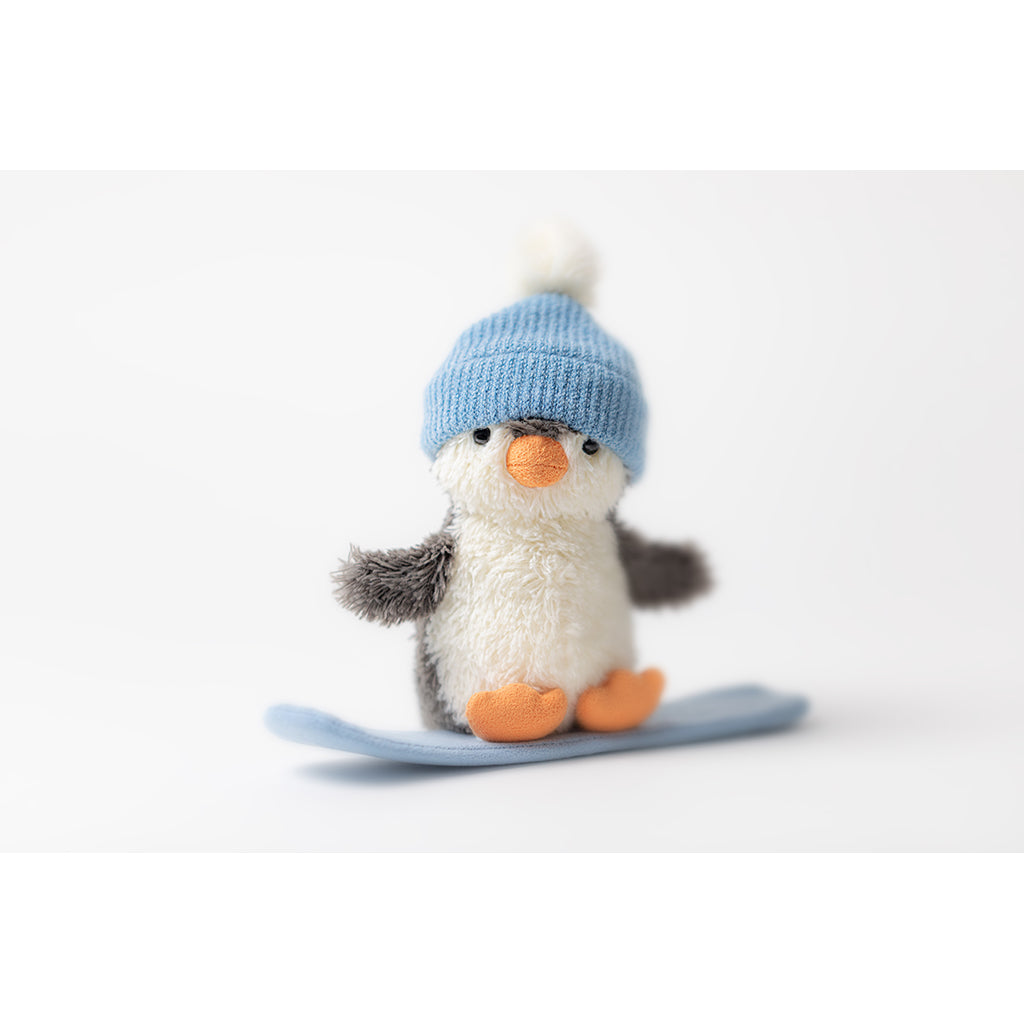 Jellycat bamse, Peanut pingvin på snowboard - 12 cm