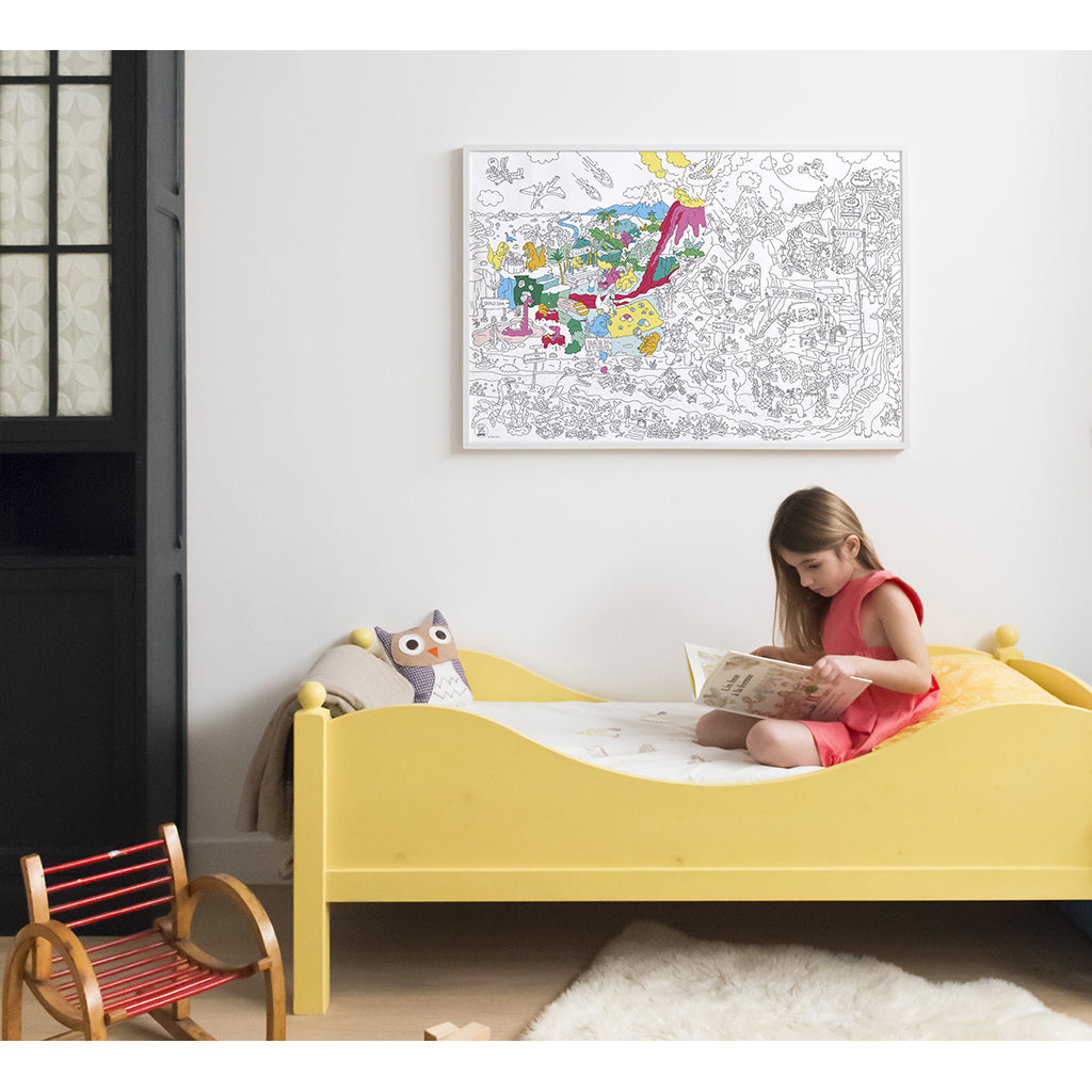 Omy stor plakat til farvelægning, 70 x 100 cm - Dinos