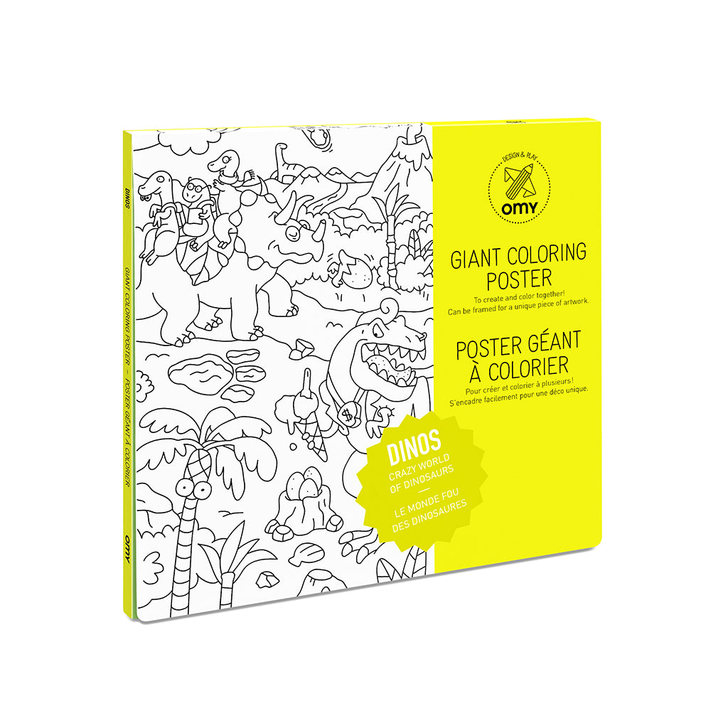 Omy stor plakat til farvelægning, 70 x 100 cm - Dinos
