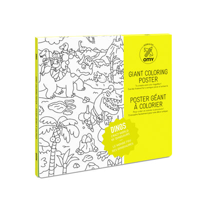 Omy stor plakat til farvelægning, 70 x 100 cm - Dinos