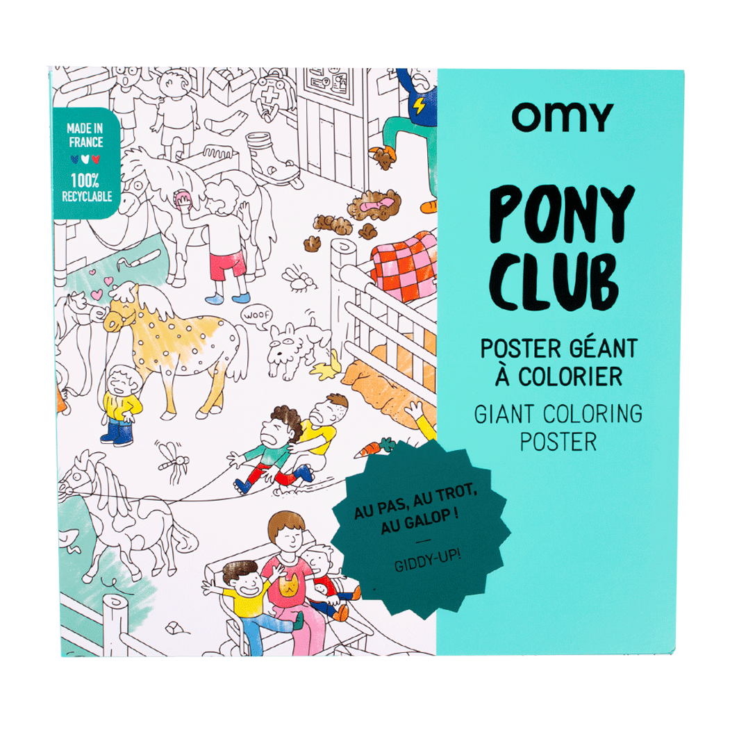 Omy stor plakat til farvelægning, 70 x 100 cm - Pony club