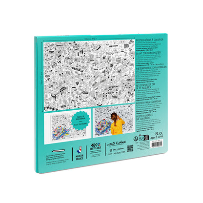 Omy stor plakat til farvelægning, 70 x 100 cm - Surf &amp; skate