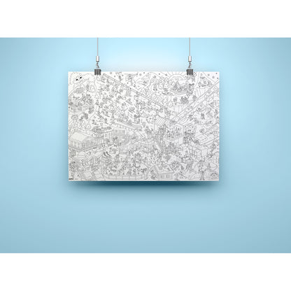 Omy stor plakat til farvelægning, 70 x 100 cm - I love winter