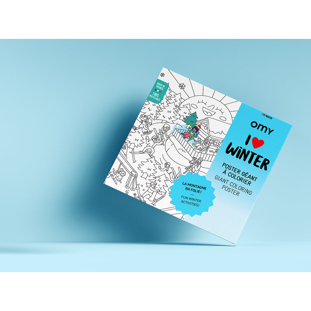 Omy stor plakat til farvelægning, 70 x 100 cm - I love winter