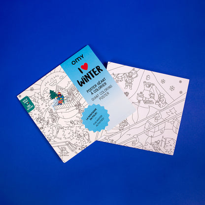 Omy stor plakat til farvelægning, 70 x 100 cm - I love winter