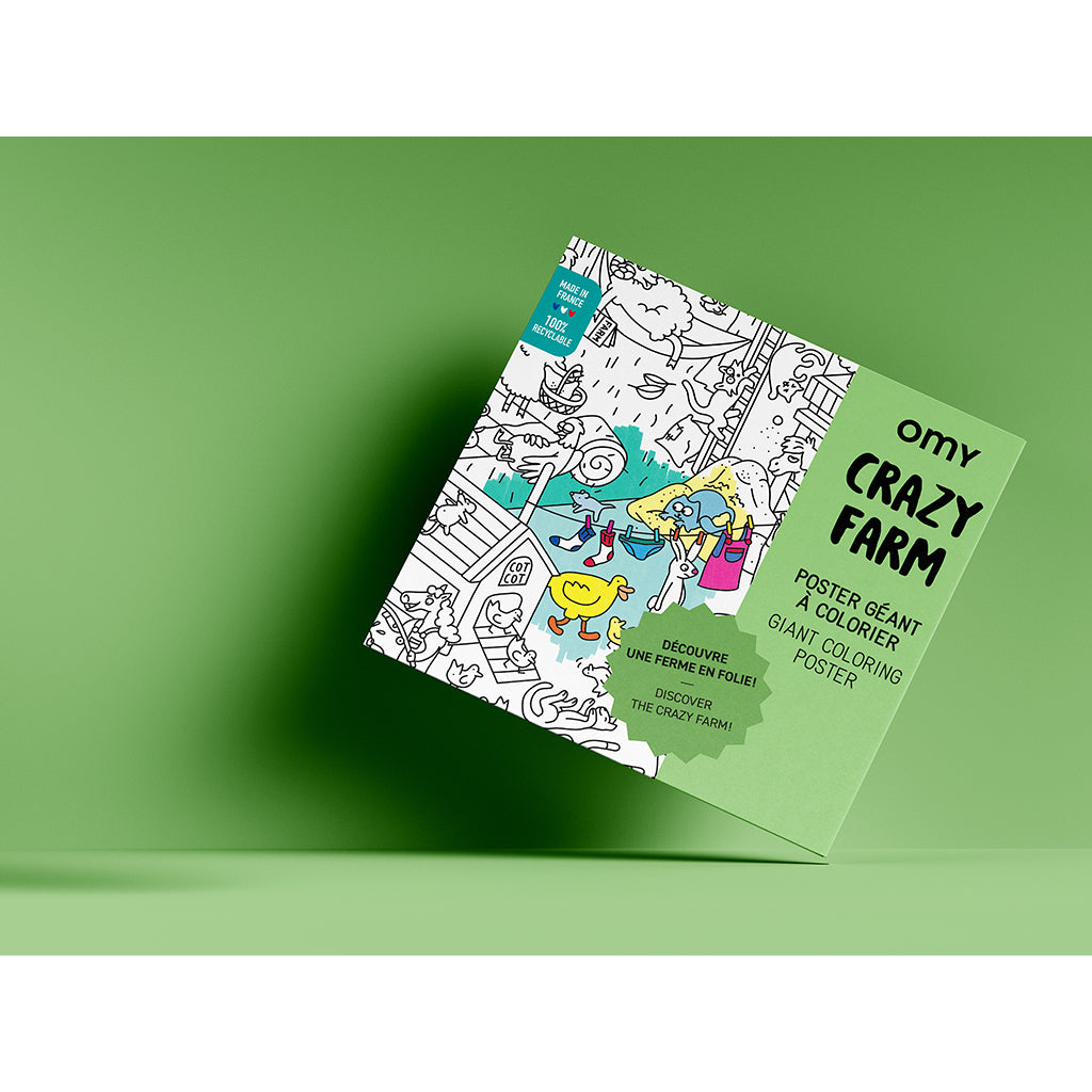 Omy stor plakat til farvelægning, 70 x 100 cm - Crazy Farm