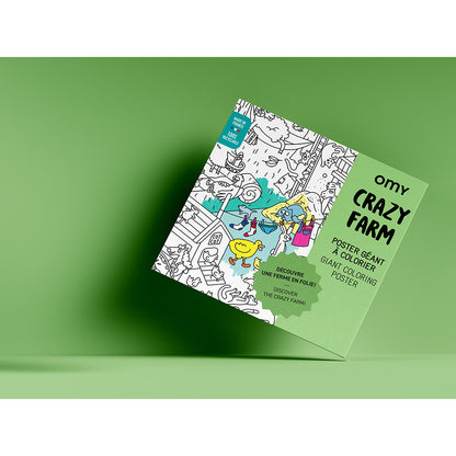 Omy stor plakat til farvelægning, 70 x 100 cm - Crazy Farm