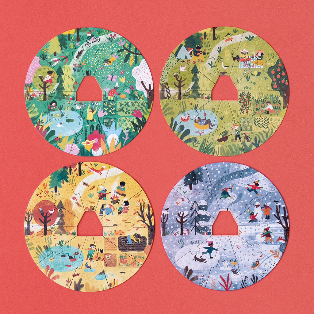 Londji puslespil, rundt, A home for nature, 4 puslespil af hver 10 brikker