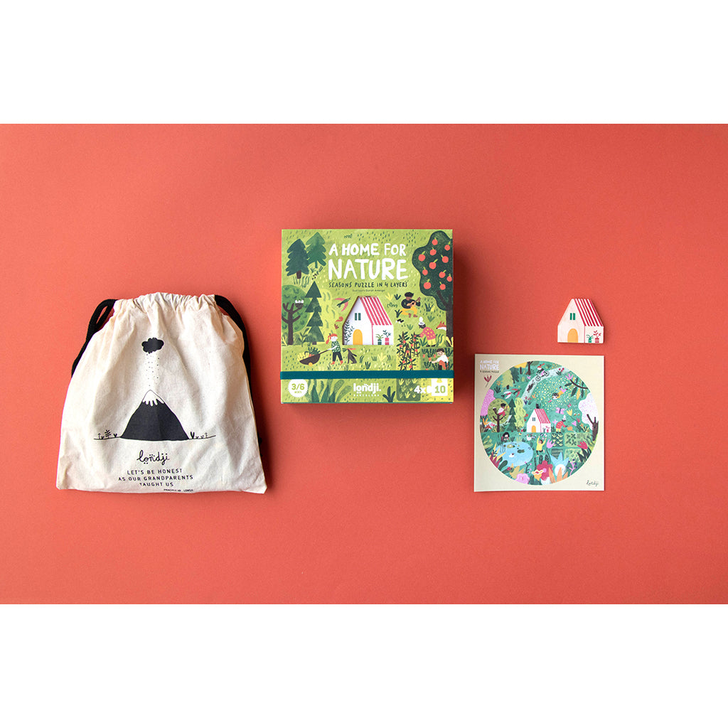 Londji puslespil, rundt, A home for nature, 4 puslespil af hver 10 brikker