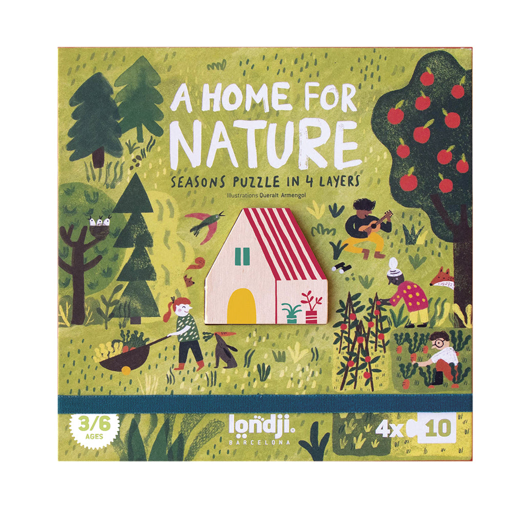 Londji puslespil, rundt, A home for nature, 4 puslespil af hver 10 brikker
