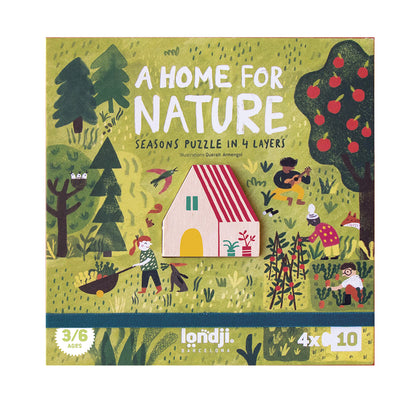 Londji puslespil, rundt, A home for nature, 4 puslespil af hver 10 brikker