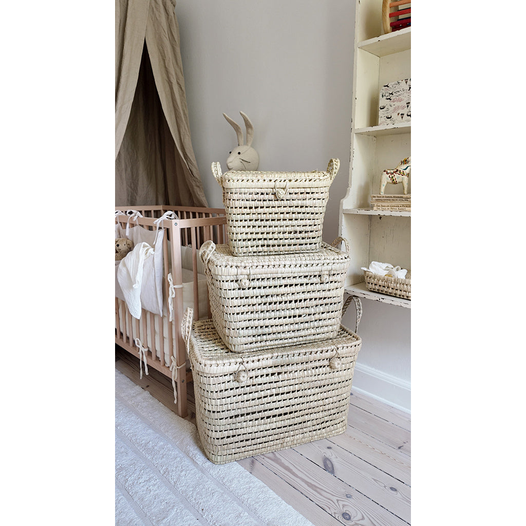 Lubilu Trunk kurvekuffert af palmeblade, 60 x 35 x 35 cm