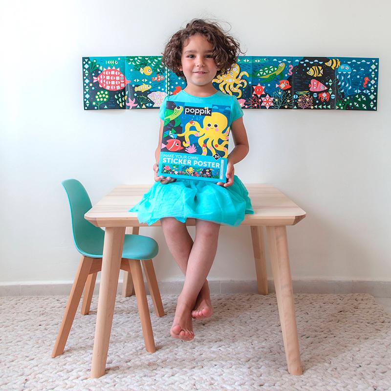 Poppik klistremosaik i papir, plakat og 750 stickers - Aquarium