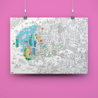 Omy stor plakat til farvelægning, 70 x 100 cm - New York