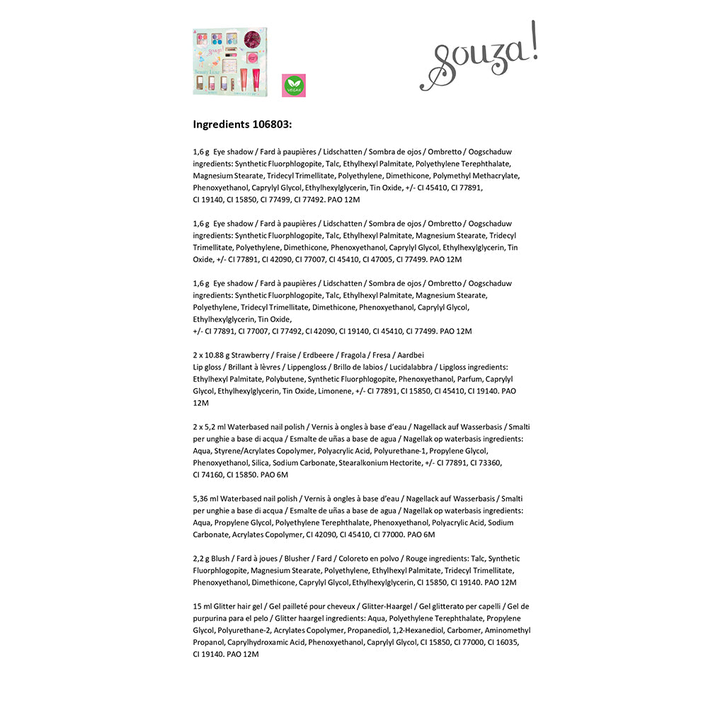 Souza sminkesæt til børn, Beauty Luxe - Pink/sølv hårglimmer