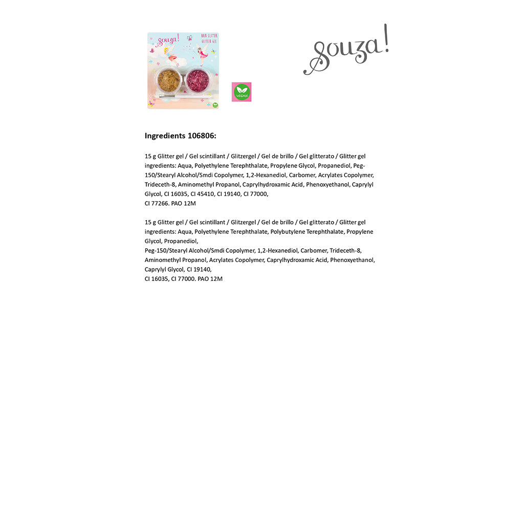 Souza hårglitter til børn, Pink og guld