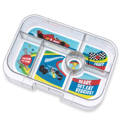 Yumbox madkasse m. 6 rum, Original - Surf Blue / Race Cars tray