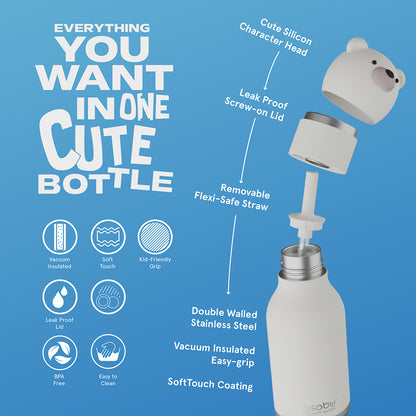 Asobu Bestie Animal termo drikkedunk, 460 ml. - Isbjørn