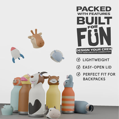 Asobu Bestie Animal termo drikkedunk, 460 ml. - Brun bjørn