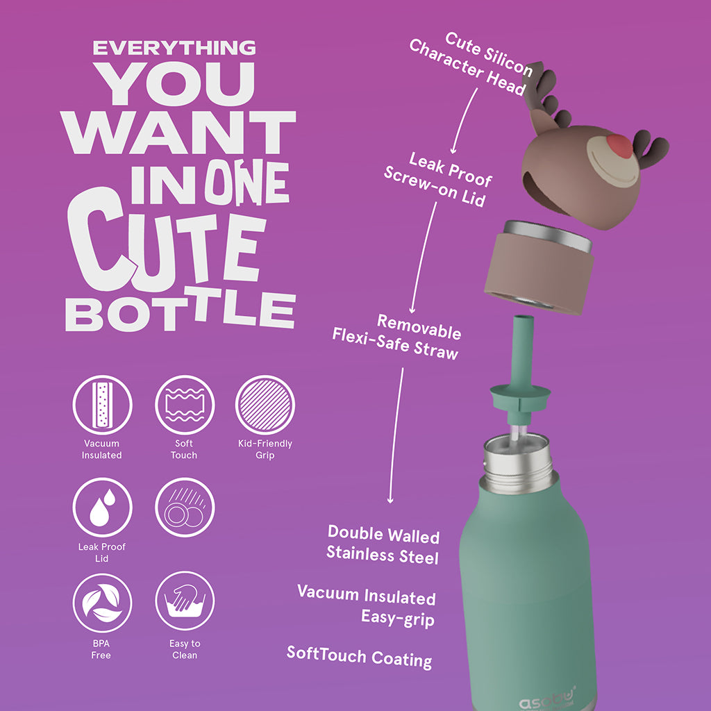 Asobu Bestie Animal termo drikkedunk, 460 ml. - Rensdyr