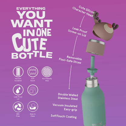 Asobu Bestie Animal termo drikkedunk, 460 ml. - Rensdyr