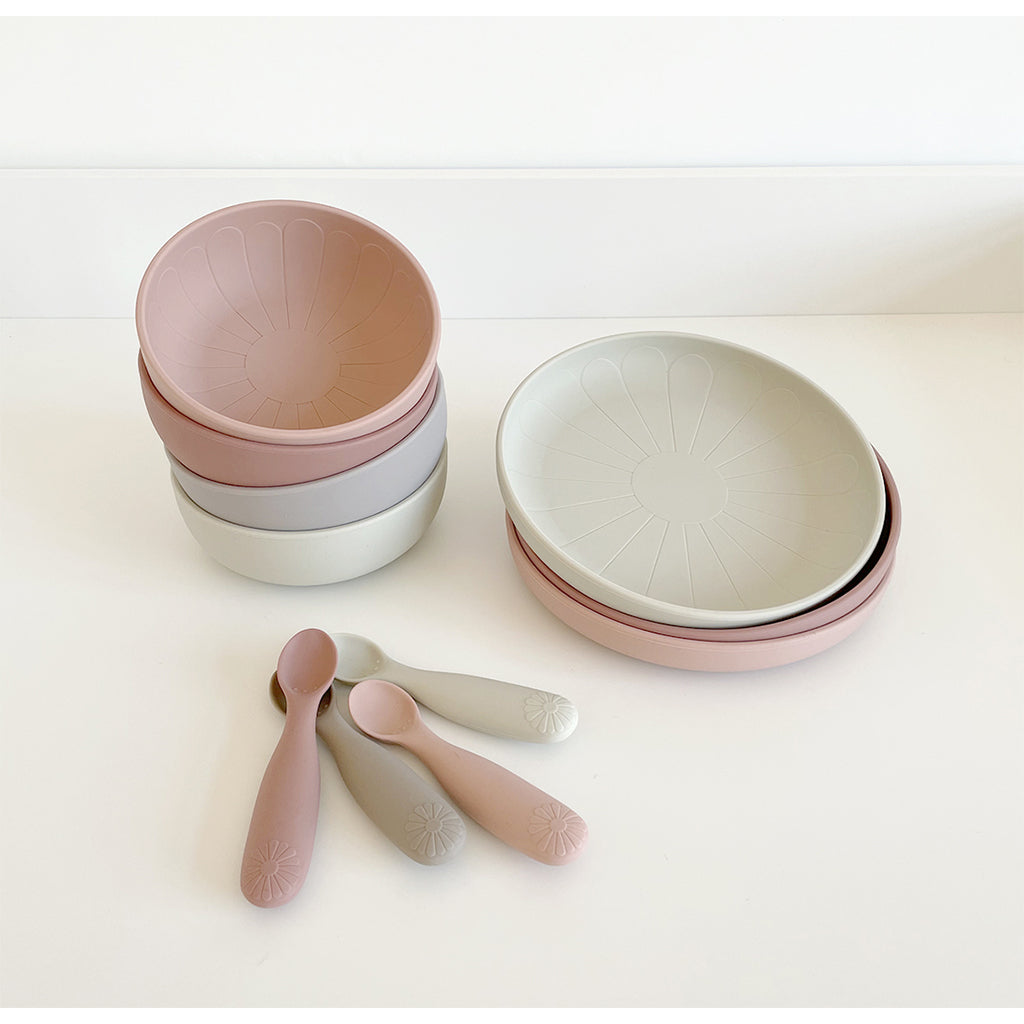 Cam Cam flad tallerken, 2-pak, Flower plates - Earth mix