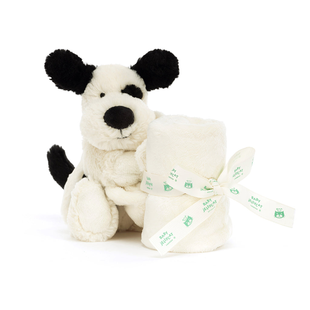 Baby Jellycat bamse, Bashful nusseklud - Sort/creme hund