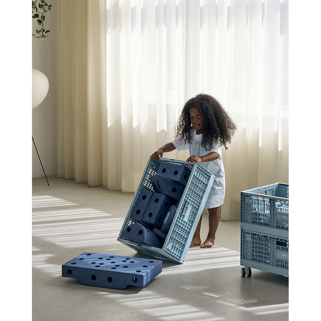 Modu Opbevaringskasse, Ekstra stor folde/stabelbar kasse - Sky blue