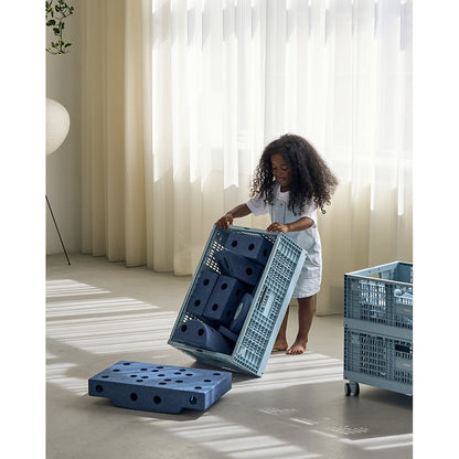 Modu Opbevaringskasse, Ekstra stor folde/stabelbar kasse - Sky blue