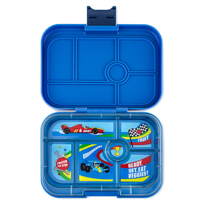 Yumbox madkasse m. 6 rum, Original - Surf Blue / Race Cars tray