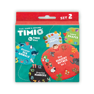 TIMIO Disc sæt 2, Tal, børnesange, havdyr, former og frugter