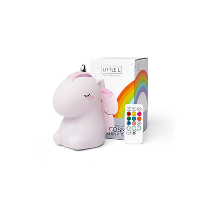 Little L. LED natlampe m fjernbetjening og flere lysindstillinger - Cosmo unicorn pink glitter