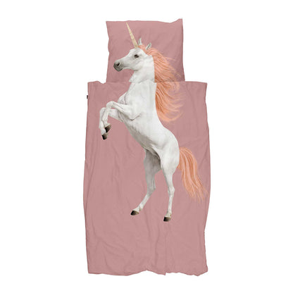 Snurk voksensengetøj, økologisk - Unicorn dusty pink