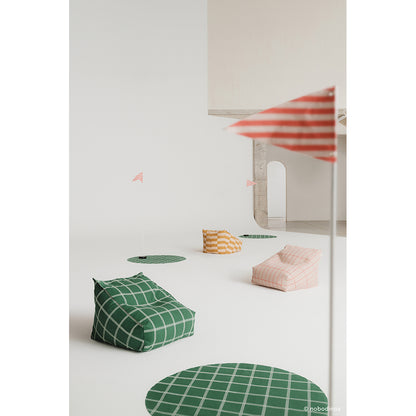Nobodinoz Vibes armchair sækkestol, Green white windowpane