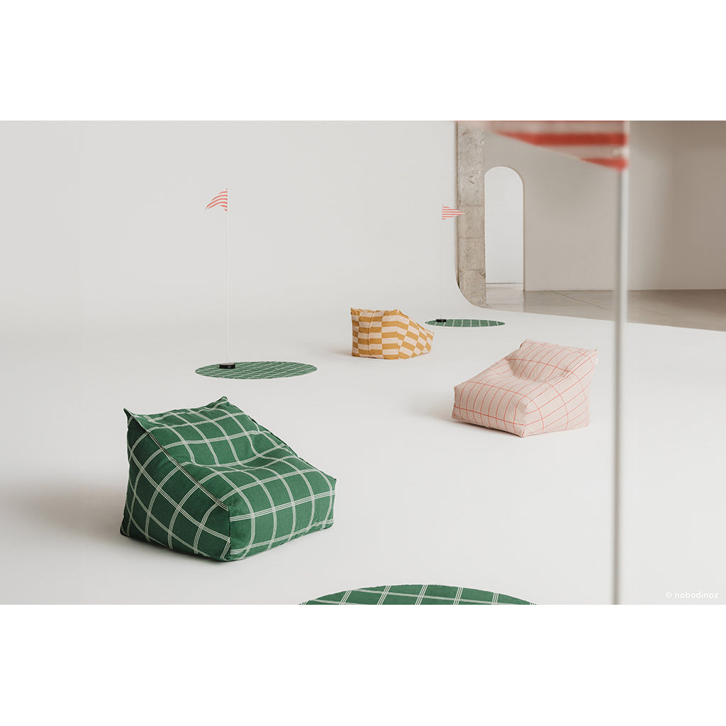 Nobodinoz Vibes armchair sækkestol, Green white windowpane