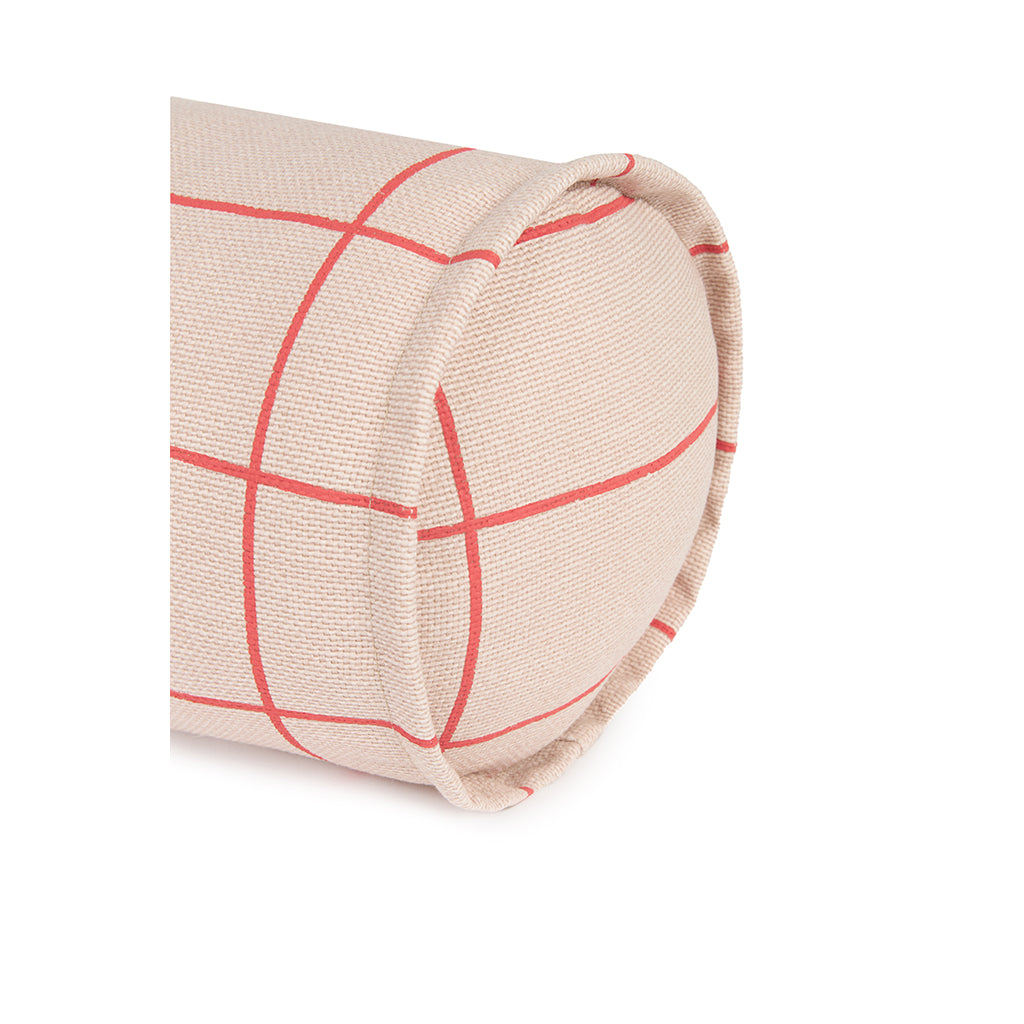 Nobodinoz pølle pude, Vibes cylinder - Pink red grid