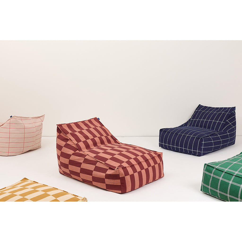 Nobodinoz Vibes long sækkestol, voksen - Navy blue Grid