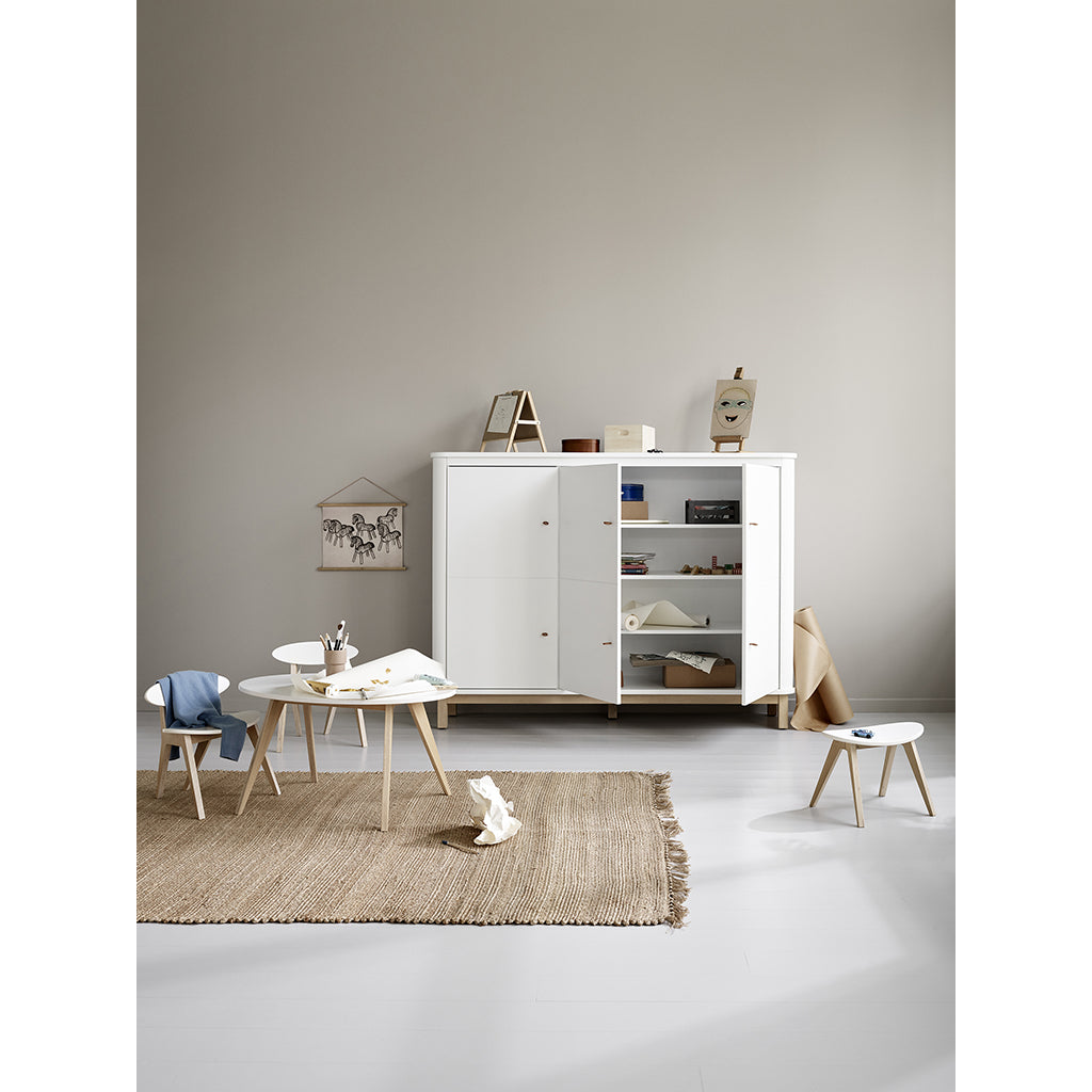 Oliver Furniture Wood multiskab m. 3 døre, hvid/eg
