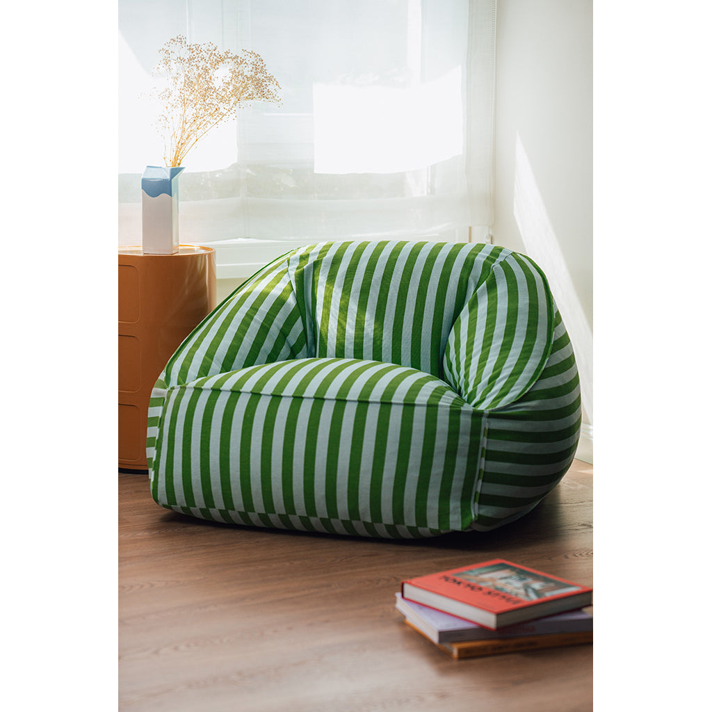 Nobodinoz Ziggy armchair, sækkestol - Green blue stripes