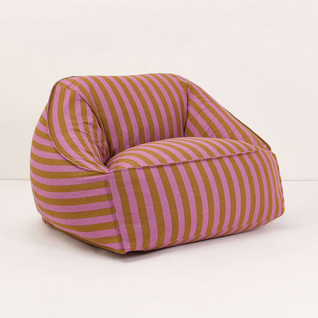 Nobodinoz Ziggy armchair, sækkestol - Pink curry stripes
