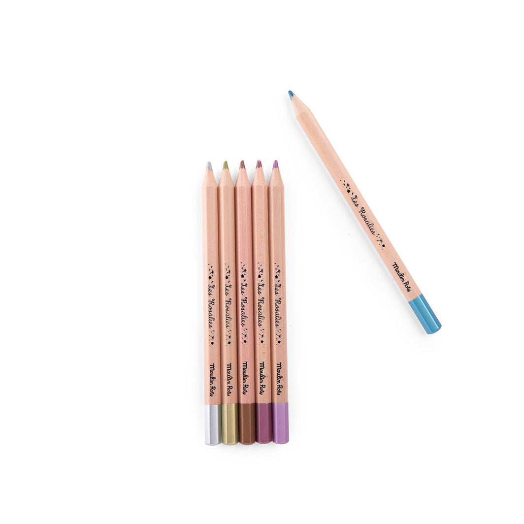 Moulin Roty Farveblyanter 6 stk, metalliske - Les Rosalies