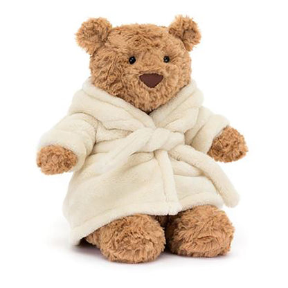 Jellycat bamse, Bartholomew bjørn, Badekåbe outfit - 26 cm