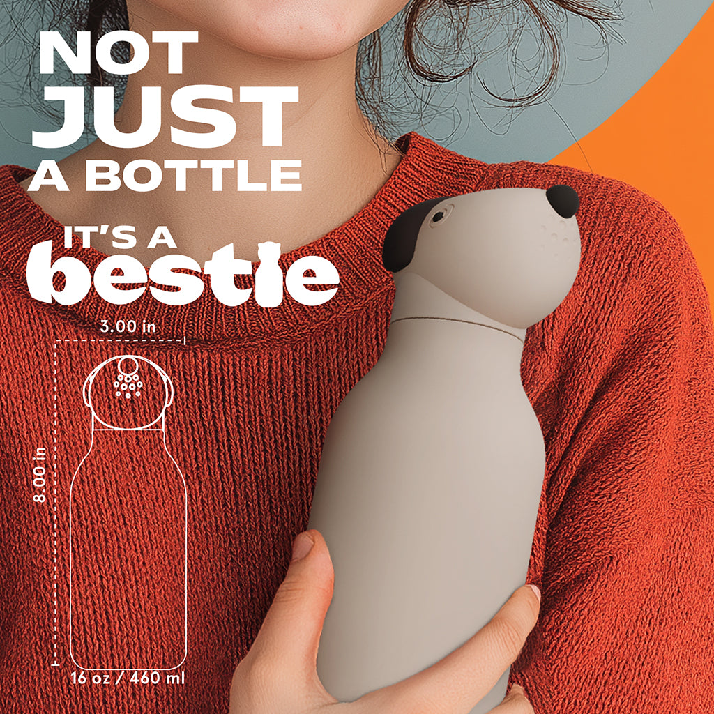 Asobu Bestie Animal termo drikkedunk, 460 ml. - Brun hund