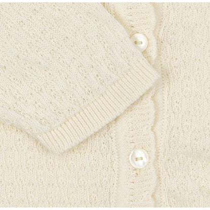 Fanga Fontana Venti Pointelle baby cardigan, GOTS, antique white - str. 1 - 9 mdr.