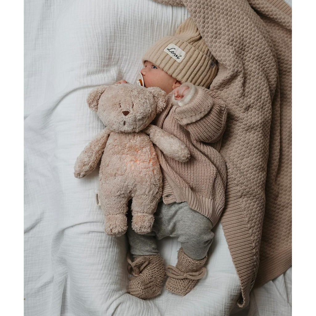 Moonie 2.0, økologisk Humming bjørn m pink noise og lampe - Grey