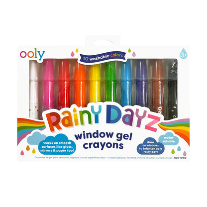 Ooly Gel farvekridt 10 stk, Vinduesmaling - Rainy Dayz