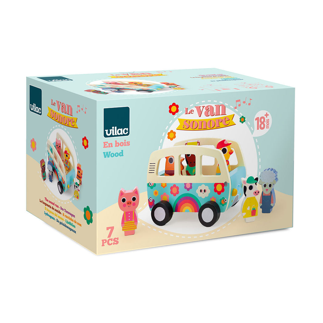 Vilac Lydbil med 6 dyrefigurer