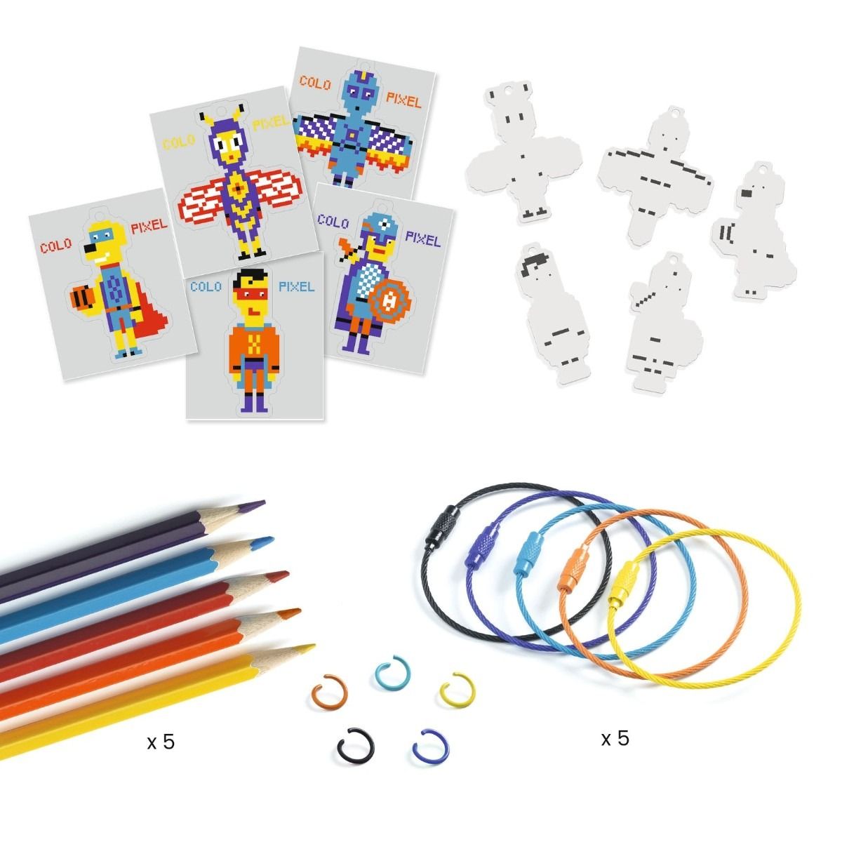 Djeco DIY, krympeplast - Pixel superhelte