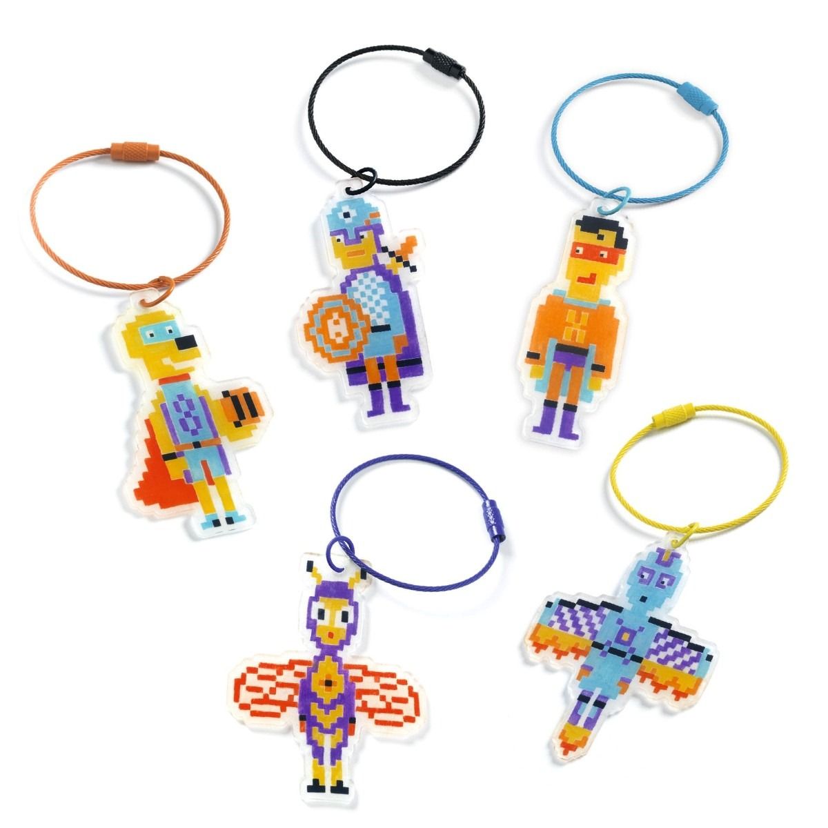 Djeco DIY, krympeplast - Pixel superhelte